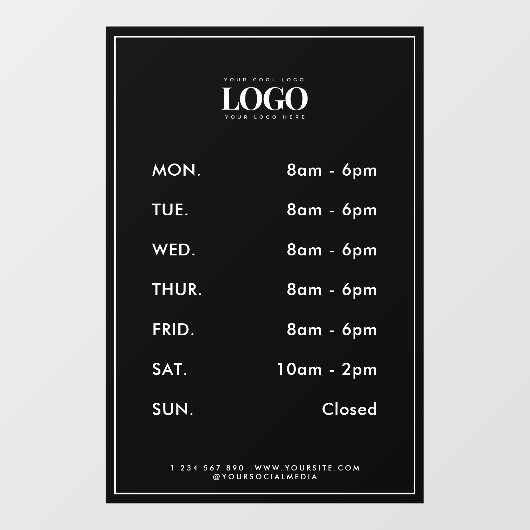 ミニマルなビジネス用ロゴオープニングアワーズフレーム ウィンドウサイン (シート)