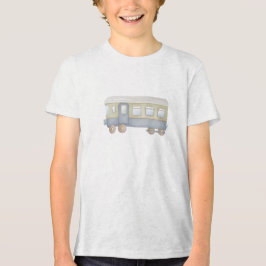 ミニマルなビンテージ列車のイラスト トライブレンドＴシャツ