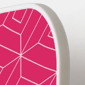 ミニマルなピンクと白のスパークルモノグラムモダン ピックルボールラケット (左詳細)