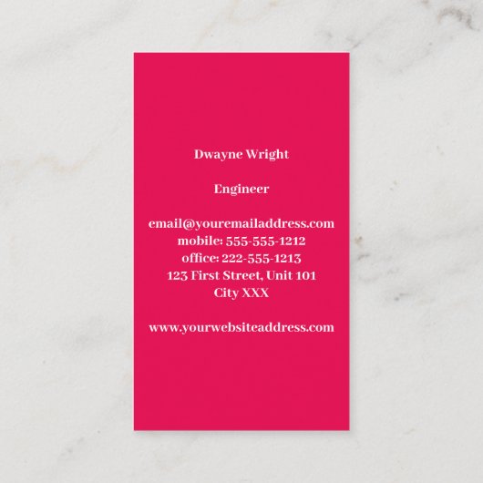 ミニマルなピンクと白の名刺 名刺 (裏面)