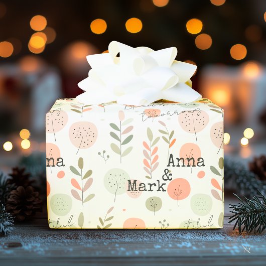 ミニマルなピンクと緑のトーンとモテモダンィフ ラッピングペーパー