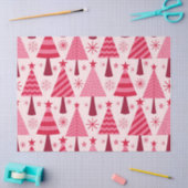ミニマルなピンクと赤のクリスマスツリーパターン 薄葉紙 (クラフト)