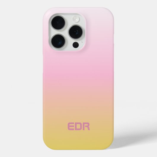 ミニマルなピンクと黄色のグラデーションのモノグラム Case-Mate iPhoneケース (裏面)