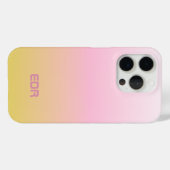 ミニマルなピンクと黄色のグラデーションのモノグラム Case-Mate iPhoneケース (裏面 (横))