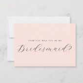 ミニマルなピンクのウェディングパーティーへの参加お願いカード 招待状 (正面)