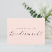 ミニマルなピンクのウェディングパーティーへの参加お願いカード 招待状 (スタンド正面)