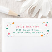 ミニマルなピンクのオレンジ色の緑のドカラフルットアドレス ラベル (インサイチュ)