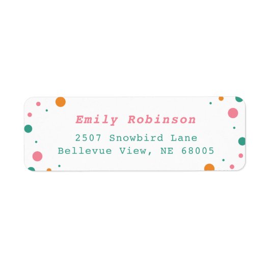 ミニマルなピンクのオレンジ色の緑のドカラフルットアドレス ラベル (正面)