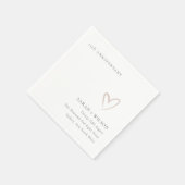 ミニマルなピンクのハート どんな年でも記念日 スタンダードカクテルナプキン (角)