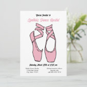 ミニマルなピンクのバレエダンス発表会招待状 招待状 (スタンド正面)