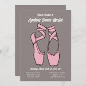 ミニマルなピンクのバレエダンス発表会招待状 招待状 (正面/裏面)