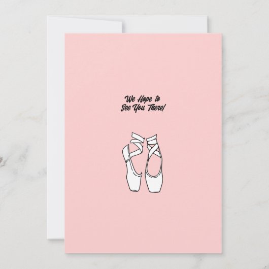 ミニマルなピンクのバレエダンス発表会招待状 招待状 (裏面)