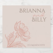 ミニマルなピンクのフローラきらめくワインラベル スパークリングワインラベル (シングルラベル)