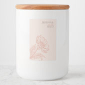 ミニマルなピンクのフローラキャンドルラベル フードラベル (正面)