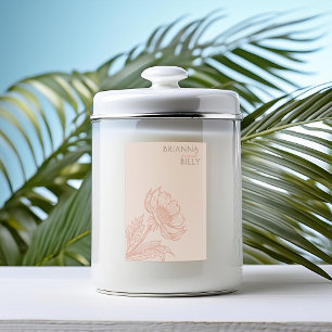 ミニマルなピンクのフローラキャンドルラベル フードラベル