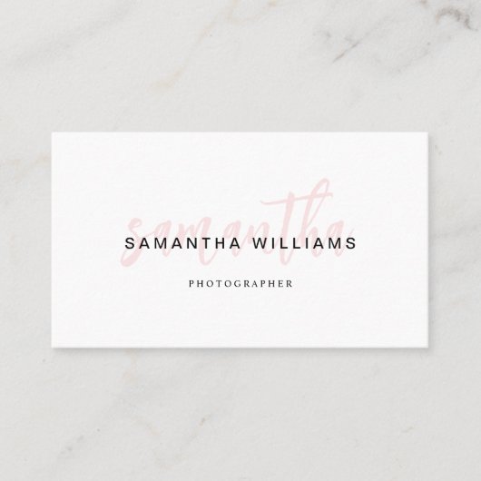 ミニマルなピンクのブラシ付きスクリプト書道QRコード 名刺 (正面)