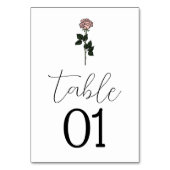 ミニマルなピンクのローズモノグラム結婚のテーブル番号 テーブルナンバー (正面)