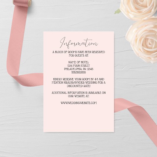 ミニマルなピンクのローズモノグラム結婚ズ エンクロージャーカード