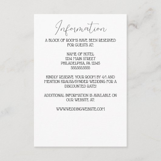 ミニマルなピンクのローズモノグラム結婚ズ エンクロージャーカード (正面)