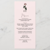 ミニマルなピンクのローズモノグラム結婚ズ メニュー (正面)