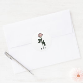 ミニマルなピンクのローズモノグラム結婚ズ ラウンドシール