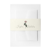 ミニマルなピンクのローズモノグラム結婚ズ 招待状ベリーバンド (正面例)