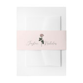 ミニマルなピンクのローズモノグラム結婚ズ 招待状ベリーバンド (正面例)