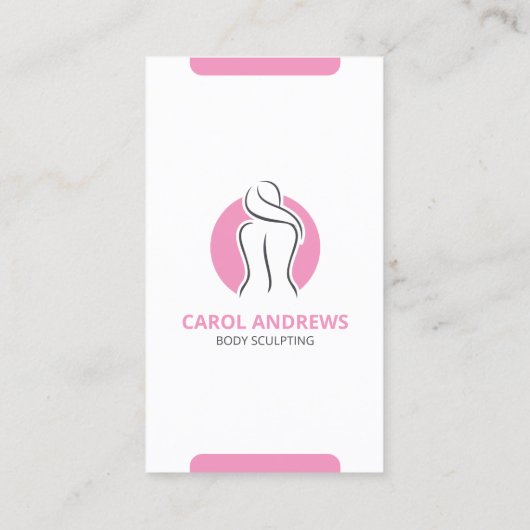 ミニマルなピンクの体彫刻コンタリングの健康 名刺 (裏面)