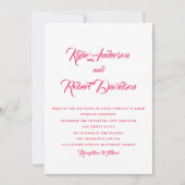 ミニマルなピンクの書道明るい夕日インスパイア 招待状 (正面)