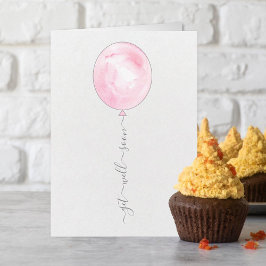 ミニマルなピンクの水彩風船がもうすぐ元気 カード