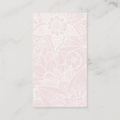 ミニマルなピンクの白のカラーブロックのフローラルパターン 名刺 (裏面)