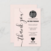 ミニマルなピンクの署名スクリプトの順序ありがとう サンキューカード (正面/裏面)