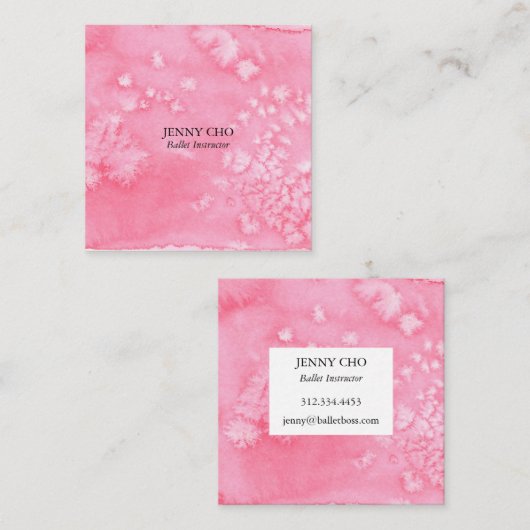 ミニマルなピンクの質感のある名刺の正方形 スクエア名刺 (正面/裏面)