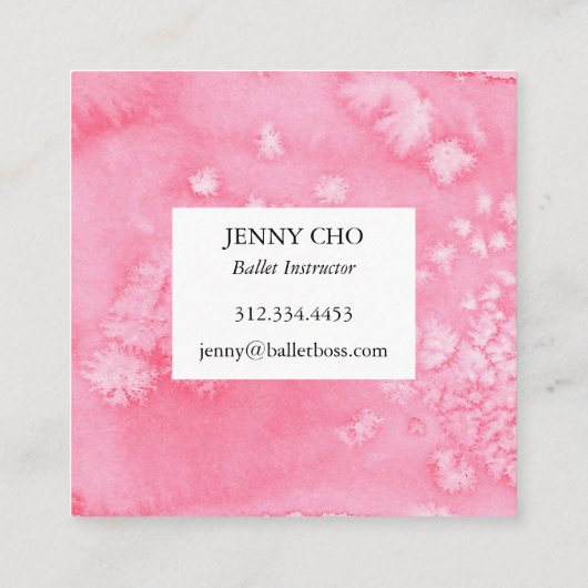 ミニマルなピンクの質感のある名刺の正方形 スクエア名刺 (裏面)