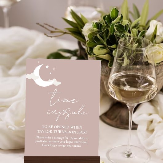 ミニマルなピンクの赤ちゃんシャワー時間カプセルサイン ポスター