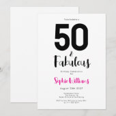 ミニマルなピンクの50歳の誕生日パーティー おめでとう! 招待状 (正面/裏面)