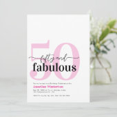 ミニマルなピンクの50歳の誕生日パーティー おめでとう! 招待状 (スタンド正面)