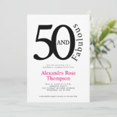 ミニマルなピンクの50歳の誕生日パーティー おめでとう! 招待状 (スタンド正面)