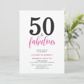 ミニマルなピンクの50歳の誕生日パーティー 招待状 (スタンド正面)