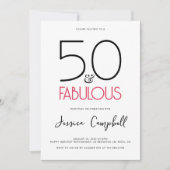 ミニマルなピンクの50歳の誕生日パーティー 招待状 (正面)