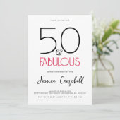 ミニマルなピンクの50歳の誕生日パーティー 招待状 (スタンド正面)