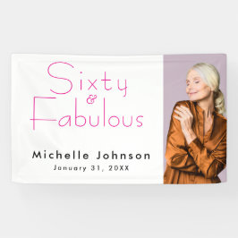 ミニマルなピンクの60歳 & ファビュラスな60歳の誕生日パーティー 横断幕