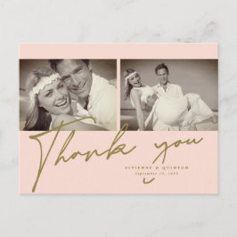 ミニマルなピンクフレーム2写真結婚の皆様へ ポストカード