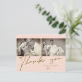 ミニマルなピンクフレーム2写真結婚の皆様へ ポストカード (スタンド正面)