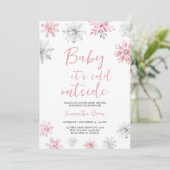 ミニマルなピンクベビーベビーシャワー外は寒い 招待状 (スタンド正面)