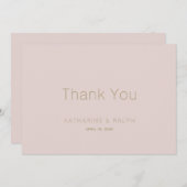 ミニマルなピンクベージュ結婚の感謝 サンキューカード (正面/裏面)