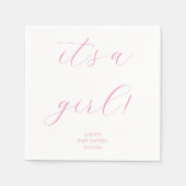 ミニマルなピンク女の子ベビーシャワーかわいい スタンダードカクテルナプキン (正面)