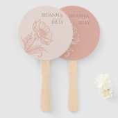 ミニマルなピンク結婚フローラのファン ハンドファン (正面&裏面)