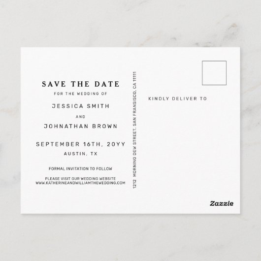 ミニマルなファンシー何も日付を保存する ポストカード (裏面)