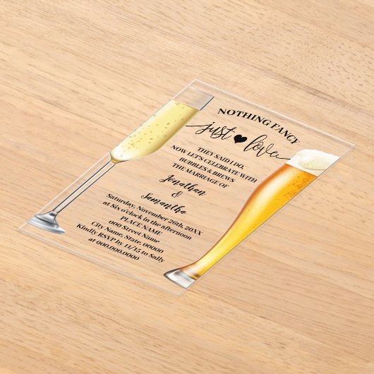 ミニマルなファンシー何も泡を愛さない&醸造 アクリル招待状 (レイダウン)